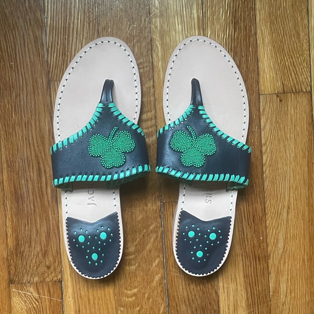 NWT Jack Rogers Navy Shamrock Sandals Size 7.5